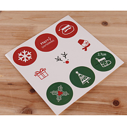 Mixed Color Sealing Stickers, Label Paster Picture Stickers, Christmas Theme, Mixed Color, 35mm, 9pcs/sheet