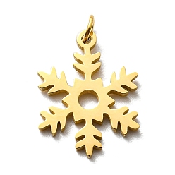 Real 14K Gold Plated 304 Stainless Steel Charms, Laser Cut, with Jump Ring, Snowflake Charm, Real 14K Gold Plated, 13x10x1mm, Hole: 2mm