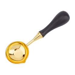 Golden Wooden Handle Wax Sealing Stamp Melting Spoon, for Wax Seal Stamp Melting Spoon Wedding Invitations Making, Golden, 103.5x34.5x10.5mm