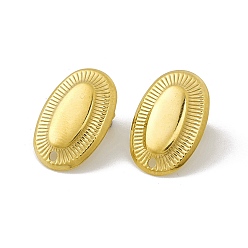 Golden 304 Stainless Steel Stud Earring Findings, with Hole, Oval, Golden, 19x13x2.5mm, Hole: 1.5mm, Pin: 0.8mm
