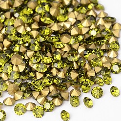 Olivino Volver grado niquelado un vaso de diamante señaló rhinestone, olivino, 3.8~3.9 mm, sobre 1440 unidades / bolsa