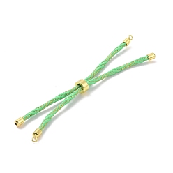 Spring Green Nylon Cord Silder Bracelets, for Connector Charm Bracelet Making, with Rack Plating Golden Brass Clasp, Long-Lasting Plated, Cadmium Free & Lead Free, Spring Green, 9-1/8x1/8 inch(23x0.3cm), Hole: 2mm