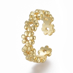 Oro Anillos de latón ajustables en los dedos del pie, anillos abiertos, anillos abiertos, flor, dorado, tamaño de 4, diámetro interior: 14.5 mm