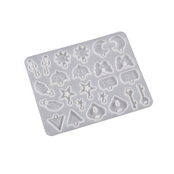 Key DIY Silicone Pendant Molds, Resin Casting Molds, for UV Resin, Epoxy Resin Jewelry Making, Heart/Star, Key Pattern, 98x120x4mm