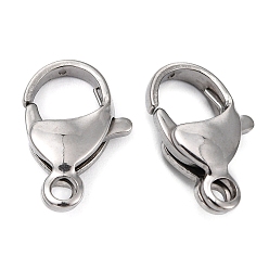 Stainless Steel Color Polished 304 Stainless Steel Lobster Claw Clasps, Parrot Trigger Clasps, Stainless Steel Color, 16x11x5mm, Hole: 2mm