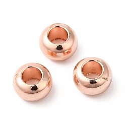 Rose Gold Brass Beads, Cadmium Free & Lead Free, Rondelle, Long-Lasting Plated, Rose Gold, 6x3.5mm, Hole: 2.5mm