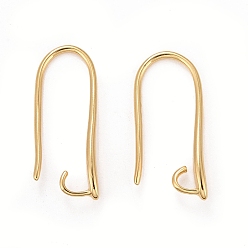 Real 24K Gold Plated Rack Plating Eco-friendly Brass Earring Hooks, with Horizontal Loop, Lead Free & Cadmium Free, Real 24K Gold Plated, 20.5x2.5mm, Hole: 2mm, 18 Gauge, Pin: 1mm