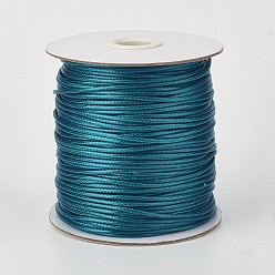 Bleu Vert Cordon en polyester ciré coréen écologique, sarcelle, 1mm, environ 169.51~174.98 yards (155~160m)/rouleau