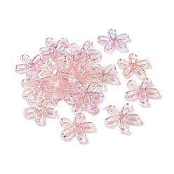 Perlas de Color Rosa Cuentas de acrílico iridiscente arcoíris chapadas en uv, flor, rosa perla, 30.5x31.5x5 mm, agujero: 1.8 mm