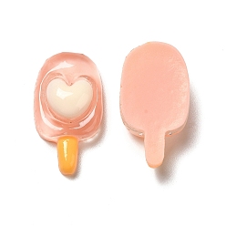 Light Coral Translucent Resin Imitation Food Decoden Cabochons, Ice Cream with Heart, Light Coral, 25x14x8mm