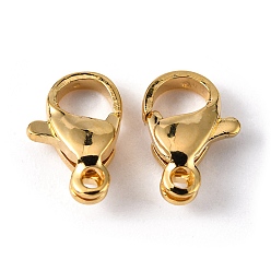 Real 24K Gold Plated 304 Stainless Steel Lobster Claw Clasps, Parrot Trigger Clasps, Manual Polishing, Real 24K Gold Plated, 12x7x4mm, Hole: 1mm