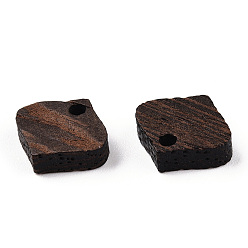 Brun De Noix De Coco Charmes de losange en bois de wengé naturel, non teint, brun coco, 11.5x12.5x3.5mm, Trou: 1.8mm