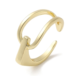 Настоящее золото 18K Латунные открытые кольца манжеты, женское кольцо с пряжкой-переключателем, реальный 18 k позолоченный, 1.5~11 мм, внутренний диаметр: 17 мм