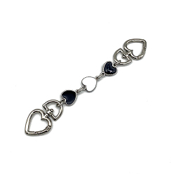Black Alloy Enamel Heart Bag Strap Extenders, with Swivel Clasps, for Bag Replacement Accessories, Platinum, Black & White, 17cm