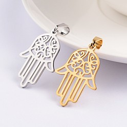 Mixed Color Hamsa Hand/Hand of Fatima/Hand of Miriam 304 Stainless Steel Pendants, Mixed Color, 30.5x21.5x1mm, Hole: 4x6mm