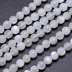 White Moonstone Brins de perles rondes en pierre de lune blanche naturelle, AA grade, 5mm, Trou: 1mm, Environ 74 pcs/chapelet, 15.5 pouce