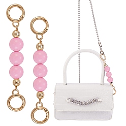 Rosa Caliente Cadena de extensión de bolsa, con cuentas de plástico abs y anillos de resorte de aleación de oro claro, para accesorios de reemplazo de bolsas, color de rosa caliente, 13.8 cm