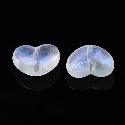 Clair Perles acryliques transparentes, poudre de scintillement, cœur, clair, 16x21x10mm, Trou: 2mm, environ235 pcs / 500 g