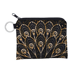Goldenrod Mandala Flower Pattern Polyester Clutch Bags, Change Purse with Zipper & Key Ring, for Women, Rectangle, Goldenrod, 12x9.5cm