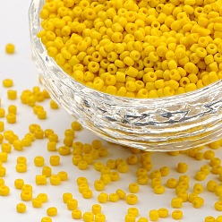 Желтый 8/0 стакан бисер, непрозрачные семян цветов, маленькие бусины для изготовления ювелирных изделий, круглые, круглое отверстие, желтые, 8/0, 3 мм, отверстие : 1 мм, Около 10000 шт / фунт