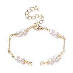 Doré  Chaîne de fabrication de bracelets en laiton, avec perle imitation perle acrylique cœur et fermoir mousqueton, pour la fabrication de bracelets lien, or, 5-1/2 pouce (14 cm)