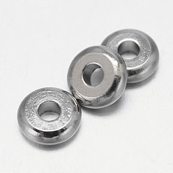 Platine Laiton rondes perles d'espacement plat, platine, 4x1.5mm, Trou: 1.5mm