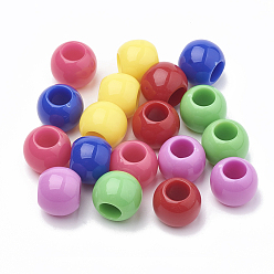Mixed Color Opaque Acrylic Beads, Rondelle, Mixed Color, 13~14x11mm, Hole: 6.5mm, about 460pcs/500g