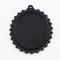 Noir Alliage d'électrophorèse supports cabochons grand pendentif ovale, sans cadmium et sans nickel et sans plomb, noir, plateau: 40x30 mm, 54x40.5x2 mm, Trou: 2mm