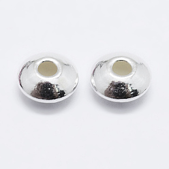 Argent 925 argent sterling perles d'entretoise, perles de soucoupe, argenterie, 3~3.5x1.8mm, Trou: 1mm