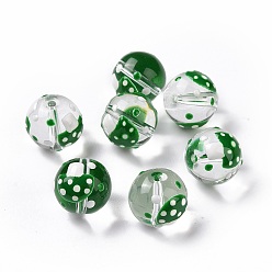 Vert Foncé Perles lampwork, perles au chalumeau, faits à la main, rond aux champignons, vert foncé, 11.5mm, Trou: 1.5mm