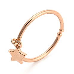 Oro Rosa Anillos de puño de latón chapado en rack, larga duración plateado, anillo de dedo con dije de estrella, anillo fino apilable para mujer, oro rosa, tamaño de EE. UU. 6 3/4 (17.1 mm), 1.3 mm