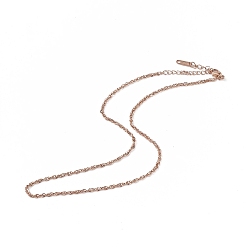 Rose Gold Ion Plating(IP) 304 Stainless Steel Rope Chain Necklace for Men Women, Rose Gold, 15.87 inch(40.3cm)