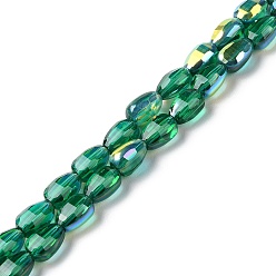 Sea Green Transparent Electroplate Glass Beads Strands, AB Color Plated, Faceted, Teardrop, Sea Green, 9x6.2x5mm, Hole: 1.2mm, about 71pcs/strand, 25''(63.5cm)