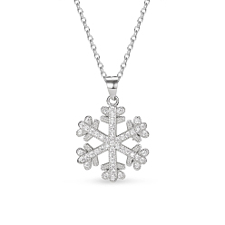 Silver SHEGRACE Elegant Fashion 925 Sterling Silver Pendant Necklace, with Micro Pave AAA Zircon Snowflake Pendant, Silver, 15.7 inch