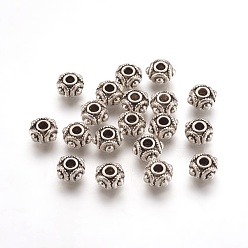 Antique Silver Tibetan Style Beads, Lead Free and Cadmium Free, Barrel, Antique Silver, 8x5mm, Hole: 2mm
