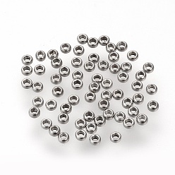 Color de Acero Inoxidable 304 de acero inoxidable perlas espaciadoras, Rondana plana, color acero inoxidable, 2x1.5 mm, agujero: 1 mm