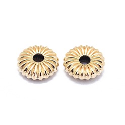 Real Gold Filled Yellow Gold Filled Corrugated Beads, 1/20 14K Gold Filled, Cadmium Free & Nickel Free & Lead Free, Flat Round, 6x2mm, Hole: 1.5mm