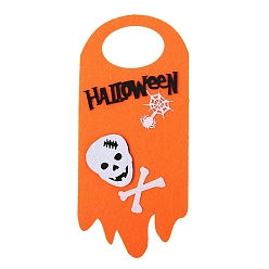 Skull Cintres de bouton de porte en feutre thème halloween, pour les fournitures de décorations d'affichage de fête, Motif de crâne, 260x120mm