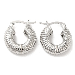 Platinum Rack Plating Brass Round Hoop Earrings for Women, Lead Free & Cadmium Free, Platinum, 21x19x6mm