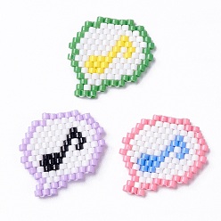 Mixed Color 3Pcs 3 Color Handmade MIYUKI Japanese Seed Loom Pattern Seed Beads, Flat Round with Musical Note Pattern Pendants, Mixed Color, 18.5x19x1.8mm, Hole: 0.7mm, 1Pc/color