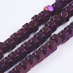 Plateado Púrpura Electroplate no magnéticas de hematita sintética hebras de cuentas, facetados, rondo, púrpura chapado, 3x2 mm, agujero: 0.5 mm, sobre 198 unidades / cadena, 15.5 pulgada (39.5 cm)