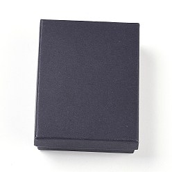 Noir Boîtes d'ensemble de bijoux en carton, avec une éponge à l'intérieur, rectangle, noir, 9x6.9x2.7 cm