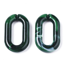 Verde Oscuro Anillos de enlace de acrílico, conectores de enlace rápido, para la fabricación de cadenas de joyería, estilo de imitación de piedras preciosas, oval, verde oscuro, 38.5x23.5x6.5 mm, agujero: 24.5x9.5 mm, Sobre 140 unidades / 500 g