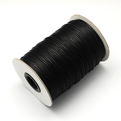 Черный Корейская вощеной шнуры полиэфирные, чёрные, 1.5 мм, около 200 ярдов / рулон (600 футов / рулон)