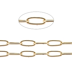 Oro Revestimiento iónico (ip) 304 cadenas de clip de acero inoxidable, soldada, con carrete, dorado, 4.8x2.5x0.5 mm, aproximadamente 32.8 pies (10 m) / rollo