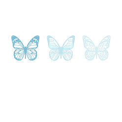 Light Sky Blue 6Pcs 3 Styles Hollow Butterfly Scrapbook Paper Pads, for DIY Album Scrapbook, Background Paper, Diary Decoration, Light Sky Blue, Packaging: 100x95x1mm, 2pcs/style
