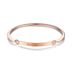 Rose Gold SHEGRACE Brass Bangle, with Be Yourself, Rose Gold, 2-3/8 inchx1-7/8 inch(60x48mm)