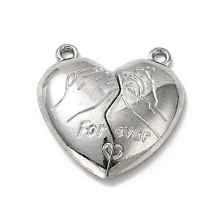 Platinum Alloy Magnetic Clasps, for Pendants Making, Heart, Platinum, 25.5x25x6mm, Hole: 1.6mm, Half: 25.5x13x6mm