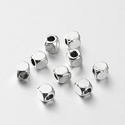 Antique Silver Tibetan Style Alloy Cube Spacer Beads, Antique Silver, 4x4x4mm, Hole: 2mm