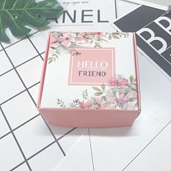 Flor Cajas de regalo de papel plegables, cajas de jabón hechas a mano, plaza, flor, 7.5x7.5x3 cm
